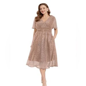 NWT Bloomchic Glitter Mesh Midi Dress